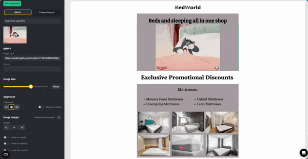 Example of an animated GIF in an email campaign